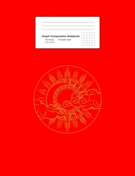 Graph Composition Notebook: Moon Sun Eclipse Minimalist Retro Galaxy Space Lover Gift -  Red Math, Physics, Science Exercise Book - 5x5 Graph Paper - ... Teens, Boys, Girls - 7.5"x9.75" 100 pages