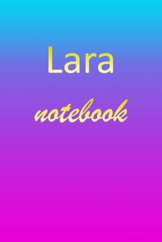 Lara: Blank Notebook | Wide Ruled Lined Paper Notepad | Writing Pad Practice Journal | Custom Personalized First Name Initial L Blue Purple Gold  | ... Homeschool & University Organizer Daybook
