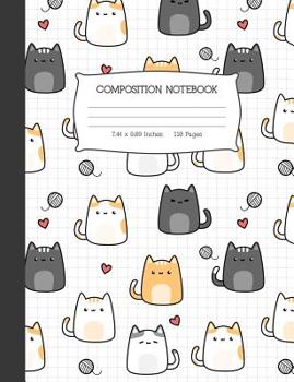 Paperback Composition Notebook: Kawaii Kitty Cat Wide Ruled Lined Journal Book