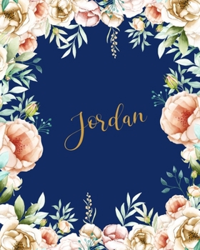 Jordan Dotted Journal: Travelers Paperbook|Personalized Notebook|Custom Name|Dotted Grid Bullet|Writing Journal Diary Paper|Gift For Teachers Womens ... Friends|Birthday Valentines| Gold Flower Blue