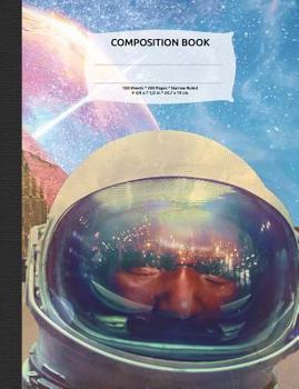 Space Astronauts and Pyramids Composition Notebook, Narrow Ruled: 100 Sheets / 200 Pages, 9-3/4" X 7-1/2"