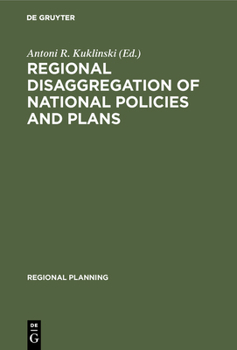 Hardcover Regional Disaggregation of National Policies and Plans Book