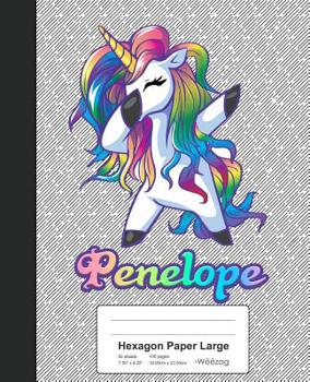 Paperback Hexagon Paper Large: PENELOPE Unicorn Rainbow Notebook Book