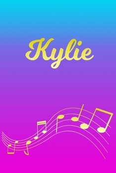 Paperback Kylie: Sheet Music Note Manuscript Notebook Paper - Pink Blue Gold Personalized Letter K Initial Custom First Name Cover - Mu Book