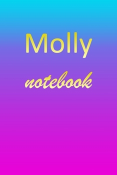 Molly: Blank Notebook | Wide Ruled Lined Paper Notepad | Writing Pad Practice Journal | Custom Personalized First Name Initial M Blue Purple Gold  | ... Homeschool & University Organizer Daybook