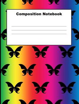 Composition Notebook: Neon Butterfly Composition Book Wide Ruled