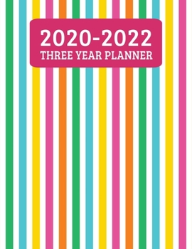 Paperback 2020-2022 Three Year Planner: Monthly Planner - 36 Month Calendar Planner Diary for 3 Years With Notes For Women And Girls - Cute Girly Stripes (8.5 Book