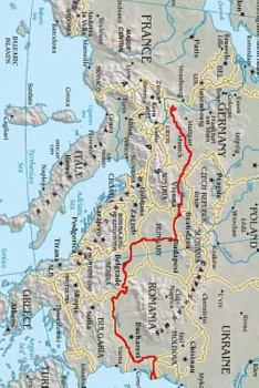 Paperback Map of the Danube River Path in Europe Journal: Take Notes, Write Down Memories in This 150 Page Lined Journal Book