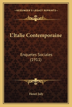 Paperback L'Italie Contemporaine: Enquetes Sociales (1911) [French] Book