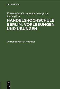 Hardcover Winter-Semester 1908/1909 [German] Book