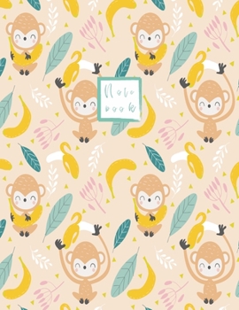 Notebook: Little monkey love banana Notebook for Boys and Lined pages, Extra large (8.5 x 11) inches, 110 pages, White paper (Notebook for kids)