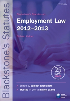 Paperback Blackstone's Statutes on Employment Law 2012-2013 Book