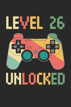 Level 26 complete: funny 26th Gamer Birthday Gift retro vintage notebook / journal gaming lovers gift