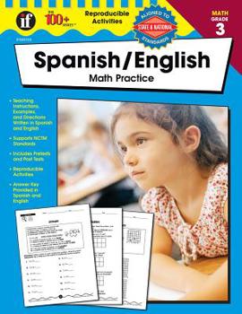 Paperback English/Spanish Math Practice, Grade 3 (100+ reproducible activities) Book