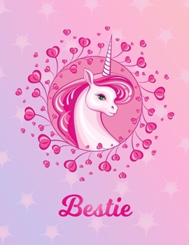 Paperback Bestie: Bestie Magical Unicorn Horse Large Blank Pre-K Primary Draw & Write Storybook Paper - Personalized Letter B Initial Cu Book