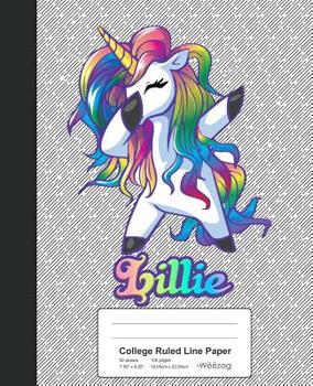Paperback College Ruled Line Paper: LILLIE Unicorn Rainbow Notebook Book