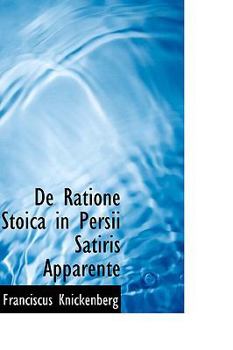 Paperback de Ratione Stoica in Persii Satiris Apparente Book