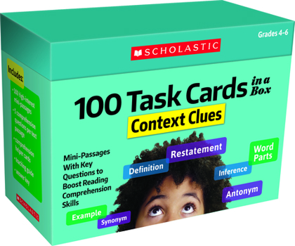 Product Bundle 100 Task Cards in a Box: Context Clues: Mini-Passages with Key Questions to Boost Reading Comprehension Skills Book