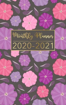 Monthly Planner 2020-2021: Florals Gold Lettering Design • Two Year Pocket Planner • Calendar 5x8 inches Jan 2020 to Dec 2021 with Phone Book • ... Organizer Agenda Schedule with To Do List