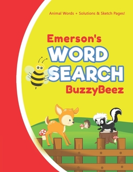 Emerson's Word Search: Solve Safari Farm Sea Life Animal Wordsearch Puzzle Book + Draw & Sketch Sketchbook Activity Paper | Help Kids Spell Improve ... | Creative Fun | Personalized Name Letter E