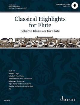 Paperback Classical Highlights for Flute Arranged for Flute and Piano (Via PDF Download) Book