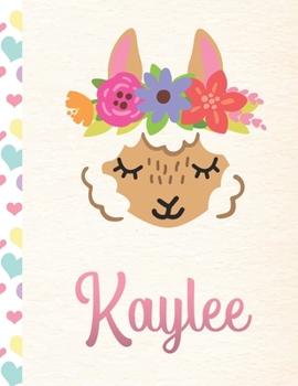 Paperback Kaylee: Personalized Llama Sketchbook For Girls With Pink Name - 8.5x11 110 Pages. Doodle, Draw, Sketch, Create! Book