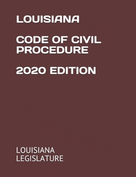 Paperback Louisiana Code of Civil Procedure 2020 Edition Book