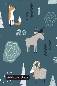 Address Book: Include Alphabetical Index with Fox, Goat, Elk and Rabbit in Forest Cover