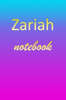 Zariah: Blank Notebook | Wide Ruled Lined Paper Notepad | Writing Pad Practice Journal | Custom Personalized First Name Initial Z Blue Purple Gold  | ... Homeschool & University Organizer Daybook