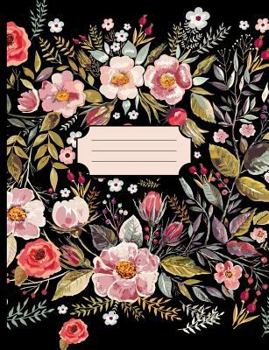 Paperback Pretty Watercolor Flowers Black Notebook Book