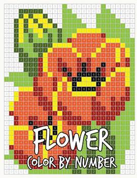 Paperback Flower Color by Number: 30 Flowers and Butterfly Coloring Book with Numbered Squares Color by Number Activity Books for Kids or Adults Book