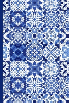 Paperback Notes: A Blank Dot Grid Notebook with Indigo Blue Watercolor Tile Pattern Cover Art Book