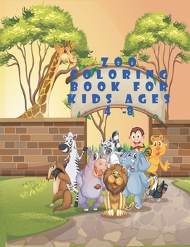 Paperback Zoo coloring book for kids ages 4-8: animals coloring book