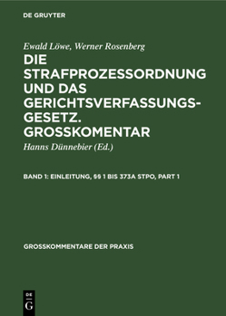 Hardcover Einleitung, §§ 1 Bis 373a Stpo [German] Book