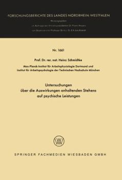 Paperback Untersuchungen Über Die Auswirkungen Anhaltenden Stehens Auf Psychische Leistungen [German] Book