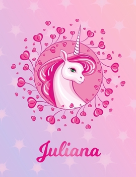 Juliana: Unicorn Large Blank Primary Sketchbook Paper | Pink Purple Magical Horse Personalized Letter J Initial Custom First Name Cover | Drawing ... | Art Sketch Book| Create & Learn to Draw