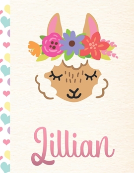 Paperback Lillian: Personalized Llama Journal For Girls - 8.5x11 110 Pages Notebook/Diary With Pink Name Book