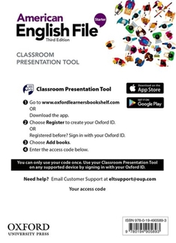 Product Bundle American English File 3e Starter Classroom Presentation Tool Access Code Card Pa: Student Book Workbook and Teacher Access Code Card Pack Book