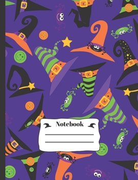 Notebook: Witchy Halloween Gift Journal For Kids With Custom Witch Design Pages - Blue