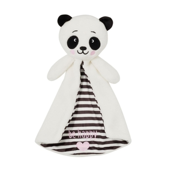 Enesco Izzy and Oliver New Baby Infant Panda Be Happy Tag-a-Long Stuffed Animal Blanket Toy, 13.2 Inch, White