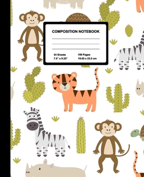 Composition Notebook: Zoo Animals | Wide Ruled Paper Journal | Blank Lined Workbook for Teens Kids Students Girls, for Home School & Writing Notes