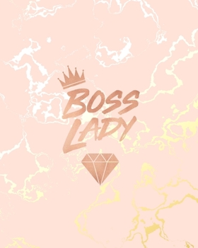 Boss Lady: Inspirational Quote Notebook, Beautiful Pink Marble and Gold | 8 x 10, 120 Wide Ruled Pages