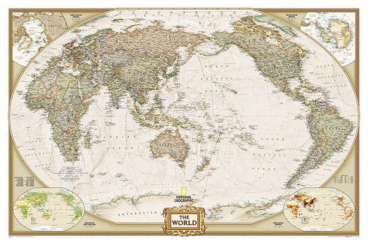 Map National Geographic World, Pacific Centered Wall Map - Executive (46 X 30.5 In) Book