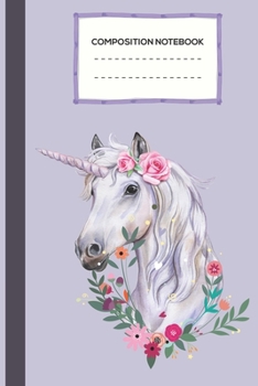 Paperback Composition Notebook: Cute Composition Wide Ruled Notebook For Girls, Cute Unicorn Journal For Children Book