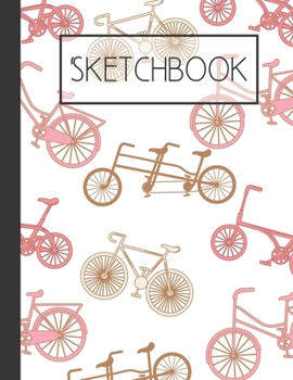 Paperback Sketchbook: Pink bikes Geometric shapes 200 Page Sketchbook: Artist Edition (8.5x11) Book