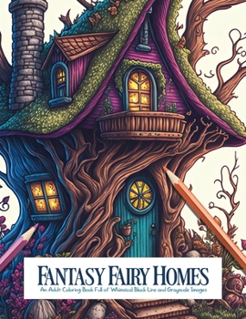 Paperback Fantasy Fairy Homes: An Adult Coloring Book Full of Whimsical Black Line and Grayscale Images Book