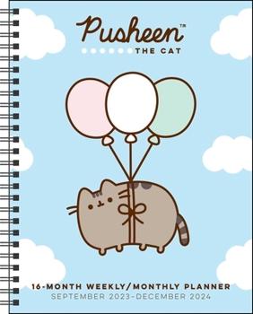 Spiral-bound Pusheen 16-Month 2023-2024 Weekly/Monthly Planner Calendar Book