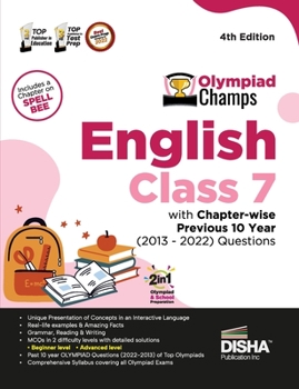Paperback Olympiad Champs English Class 7 with Chapter-wise Previous 10 Year (2013 - 2022) Questions 4th Edition Complete Prep Guide with Theory, PYQs, Past & P Book