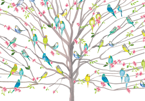 Misc. Tree of Budgies Note Cards (14 Cards, 15 Self-Sealing Envelopes) Book