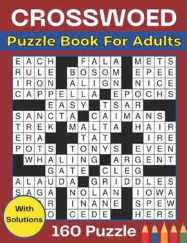 Paperback Crossword Puzzle Book For Adults: 160 Easy Large-Print Crosswords Books With Adults and Senior, Book